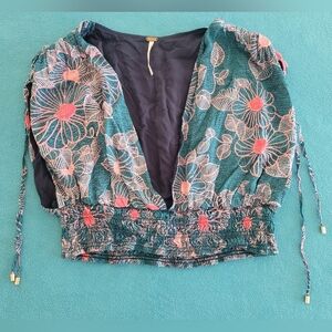 Free People Morning Sun Set Top Only Floral Cropped Size Small